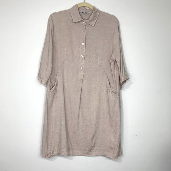 ELENA BALDI Italian 100% Natural Linen Dress Sz XS - Picture 1 of 9